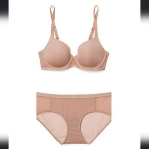 NWT Adore Me Fallon Contour beige bra & panty set 32DDD